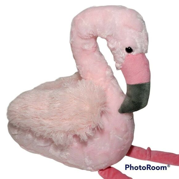 Pink Flamingo 25" Plush Stuffed Animal Sitting Shelf Chair Sitter Sparkle Wings - Picture 3 of 12
